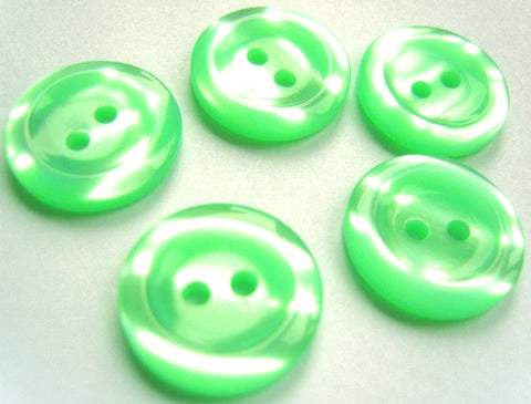B13712 18mm Mint Green Polyester 2 Hole Button, Vivid Shimmer and Raised Rim