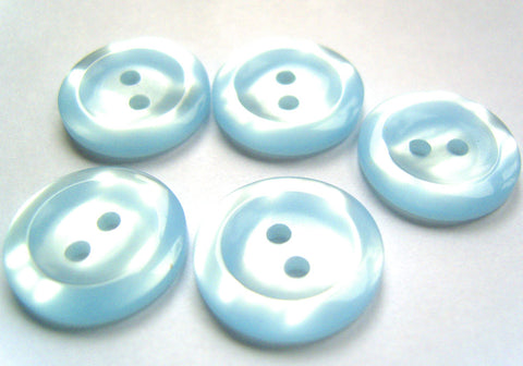 B15505 18mm Pale Blue Polyester 2 Hole Button,Vivid Shimmer,Raised Rim