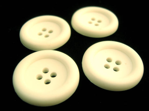 B13923 25mm Snow White Chunky Matt Nylon 4 Hole Button