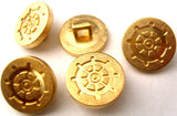 B1404C 15mm Gilded Gold Poly Ship Wheel Design Shank Button - Ribbonmoon