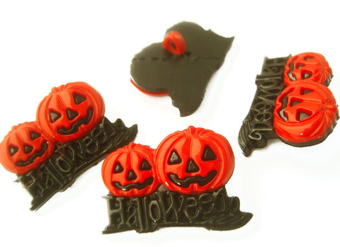 B14075 27mm Orange and Black Pumpkin Halloween Shank Button