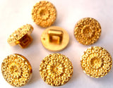 B1409 11mm Gilded Deep Gold Poly Textured Shank Button - Ribbonmoon