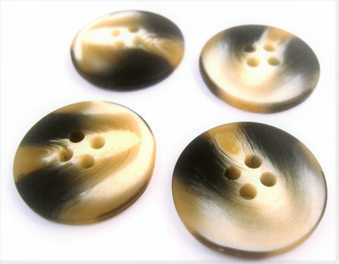 B14127 21mm Black,Natural and Brown Bone Sheen 4 Hole Button