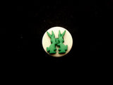 B14375 12mm Green and White Matt Bunny Design Novelty Shank Button - Ribbonmoon