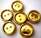 B1439 14mm Dark Gold Metal Effect Poly Chunky Rim 2 Hole Button