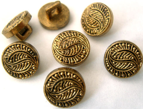 B1442 11mm Gilded Anti Brass Poly Textured Shank Button - Ribbonmoon