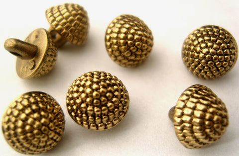 B1446 Gilded Brass Poly Acorn Domed Textured Shank Button - Ribbonmoon