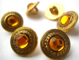 B14488 15mm Brass Gilded Poly Shank Button, Amber Pearlised Ball Centre