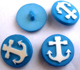B14505 17mm Blue and White Anchor Design Shank Button - Ribbonmoon