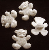 B14537 15mm White Teddy Bear Shaped Novelty Shank Button - Ribbonmoon