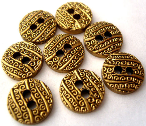 B1456 11mm Gilded Anti Brass Textured 2 Hole Button - Ribbonmoon