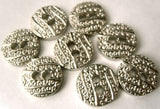 B1458 11mm Gilded Silver Poly Textured 2 Hole Button - Ribbonmoon