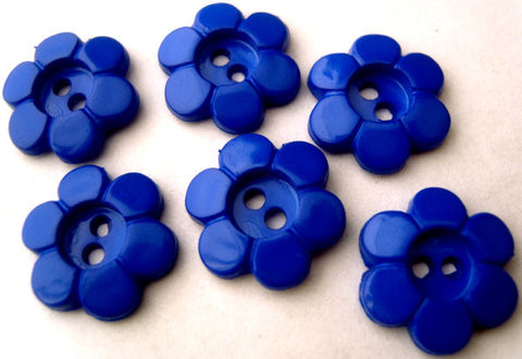 B7841 18mm Royal Blue Glossy 2 Hole Daisy Button
