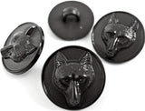B14640 19mm Black Raised Textured Fox Design Shank Button