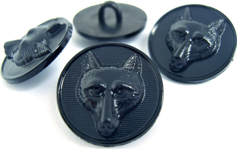 B7610 19mm Navy Raised Textured Fox Design Shank Button