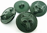 B14641 19mm Green Raised Textured Fox Design Shank Button