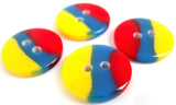 B14644 17mm Yellow-Red-Blue High Gloss Tricolour 2 Hole Button
