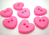 B14906 14mm Pink Glossy Love Heart Shaped 2 Hole Button