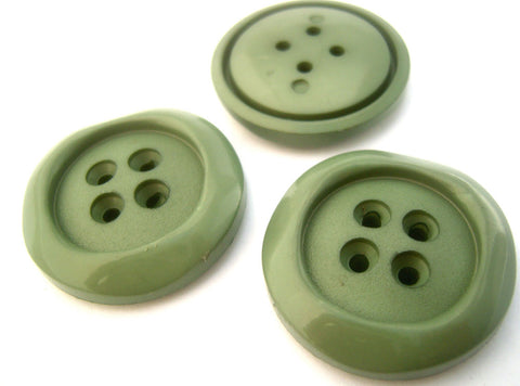 B14956 32mm Khaki Sage Green Chunky Nylon 4 Hole Button