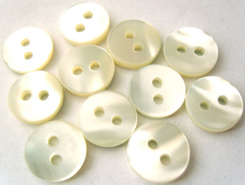 B1508 10mm Pearl White Real Shell 2 Hole Button - Ribbonmoon