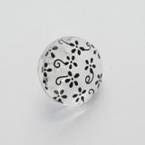B15106 15mm Clear and Black Flower Design Picture Novelty Shank Button