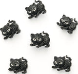 B15127 20mm Black Cat Childrens Novelty Textured Shank Button