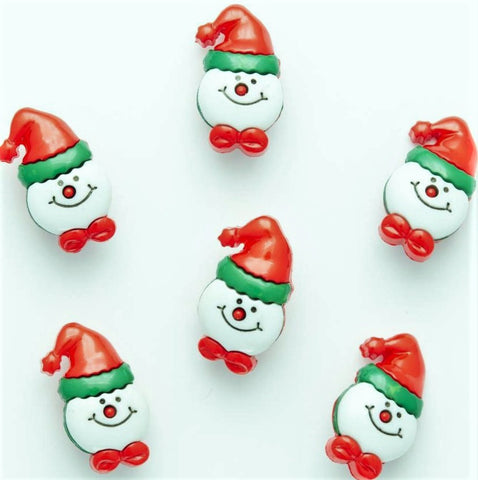 B15131 24mm Snowman Face Santa Hat Christmas Novelty Shank Button