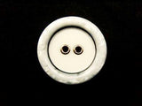B15178 23mm Ivory and Grey 2 Hole Button, Shimmery Rim Metal Ringed Holes - Ribbonmoon