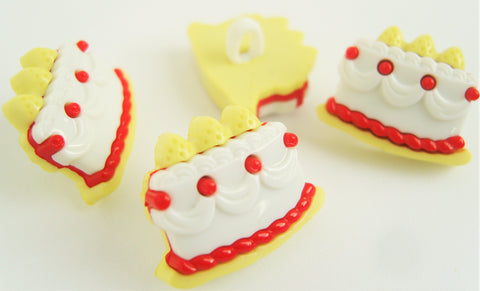 B15195 21mm Red-White-Primrose Cake Design Novelty Shank Button