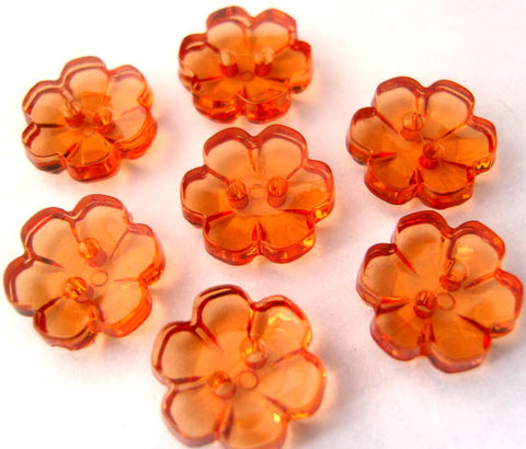 B15304 13mm Orange Clear Flower Shaped 2 Hole Button - Ribbonmoon
