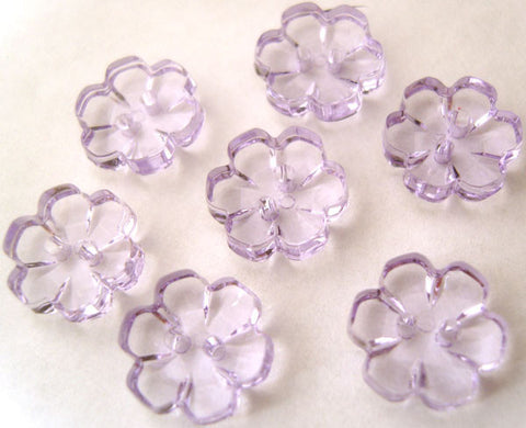 B15306 13mm Lilac Clear Flower Shaped 2 Hole Button - Ribbonmoon