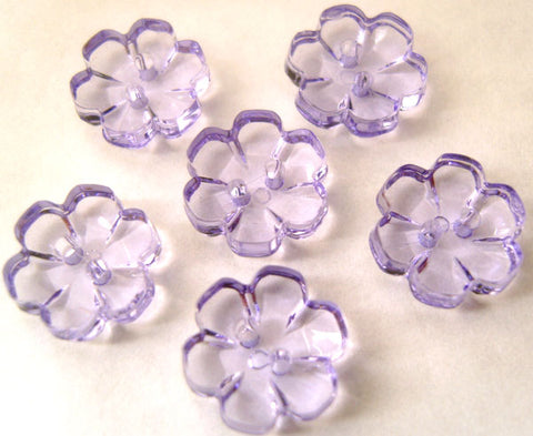 B13212 15mm Purple Clear Flower Shaped 2 Hole Button