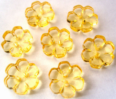B13210 15mm Yellow Clear Flower Shaped 2 Hole Button