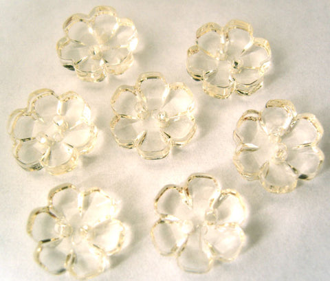 B13213 15mm Cream Clear Flower Shaped 2 Hole Button