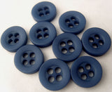 B1538 10mm Deep Dusky Blue Matt 4 Hole Button - Ribbonmoon