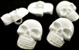B15542 15mm White Skull Novelty Halloween Childrens Shank Button