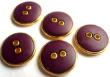 B15705 18mm Plum and Gilded Gold Poly 2 Hole Button - Ribbonmoon