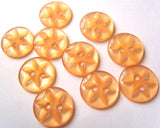 B15792 11mm Deep Peach 2 Hole Polyester Star Button - Ribbonmoon