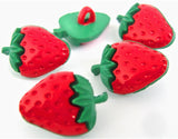 B15849 18mm Red and Green Strawberry Design Novelty Shank Button