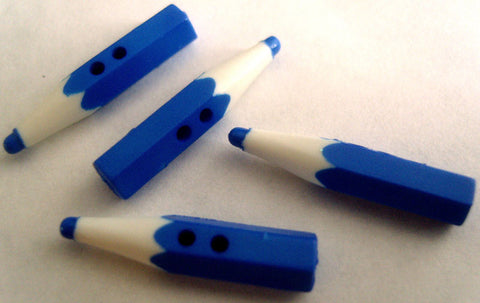 B16041 25mm Royal Blue Pencil Crayon 2 Hole Childrens Button - Ribbonmoon
