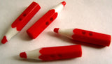 B16042 25mm Red Pencil Crayon 2 Hole Button - Ribbonmoon