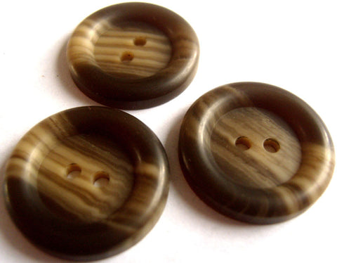 B16072 23mm Brown and Beige Bone Sheen 2 Hole Button - Ribbonmoon