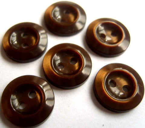 B16096 14mm Brown Pearlised Polyester 2 Hole Button - Ribbonmoon