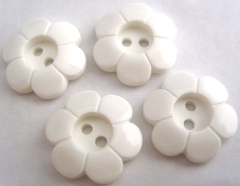 B16206 21mm White Glossy 2 Hole Daisy Flower Button - Ribbonmoon