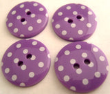 B16241 23mm Pale Purple and White Polka Dot Glossy 2 Hole Button - Ribbonmoon