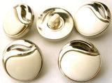 B1622 18mm Gilded Silver Poly and white Gloss Shank Button - Ribbonmoon