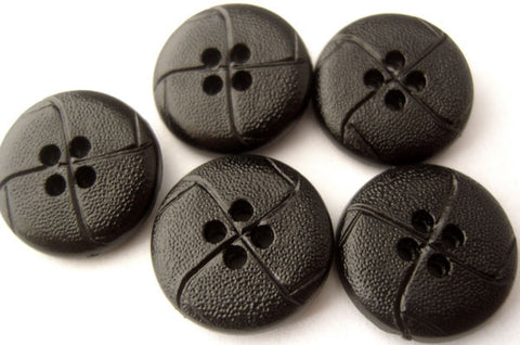 B1634 18mm Black Leather Effect 4 Hole Button - Ribbonmoon