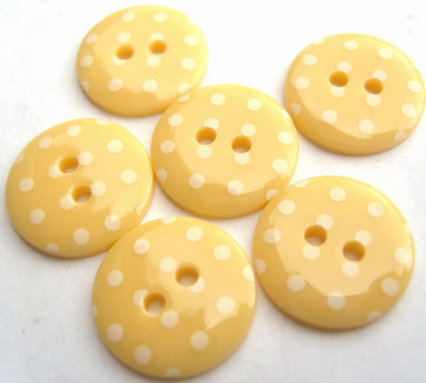 B16438 15mm Butter Cream and White Polka Dot Glossy 2 Hole Button - Ribbonmoon