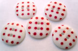 B16477 15mm White and Red Polka Dot Glossy 2 Hole Button - Ribbonmoon