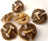 B1662 21mm Beige and Brown Textured Shank Button - Ribbonmoon